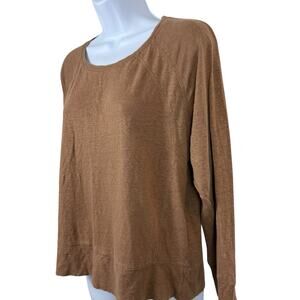 Wrap London Womens 10 Brown 100% Linen 3/4 Sleeve Coastal Minimalist Natural